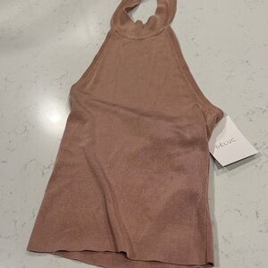 Deluc Mauve Ribbed Halter Top
